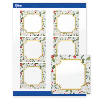 Avery Square Multipurpose Labels, 3 x 3, White, 60/Pack (19479370455)