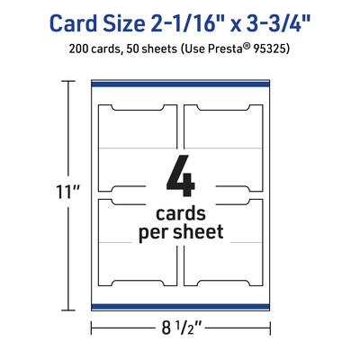 Avery Integrated Cards, 2-1/16" x 3.75", Glossy White, 200/Box (95325)