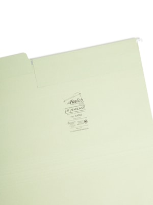 Smead FasTab Hanging File Folders, 1/3 Cut, Legal Size, Moss, 20/Box (64083)