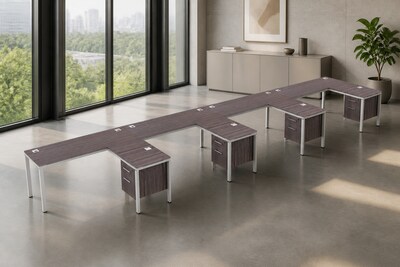 Boss Office Products Simple System 71"W L-Shaped Desk, Driftwood, 4/Set (SGSD012-203)