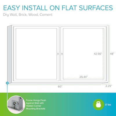 Ghent 2 Door Enclosed Natural Cork Bulletin Board, Satin Aluminum Frame, 4'H x 5'W, (GHEPA24860K)