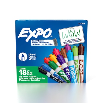 Expo Dry Erase Markers, Chisel Tip, Assorted Colors, 18/Pack (2212035)