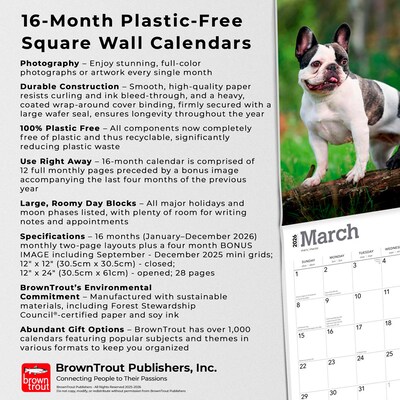 2026 BrownTrout French Bulldogs 12" x 12" Monthly Wall Calendar (9798330703302)