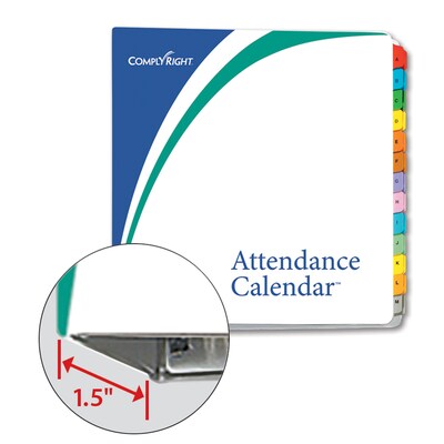ComplyRight 2025 Attendance Calendar Set, 100 Forms/Pack (A1411W16PK100)
