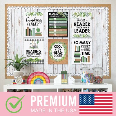 Hadley Designs 11" x 14" Farmhouse Greenery Reading Posters For Classroom Library Decor, 6/Set (HDDX004A2EQ5P)