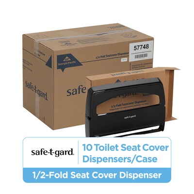 Georgia-Pacific Safe-T-Gard Toilet Seat Cover Dispenser, Half-fold, Black, 10/Carton (57748)