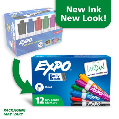 Expo Low Odor Marker, Assorted, Chisel Tip, 12/Pack (81043)