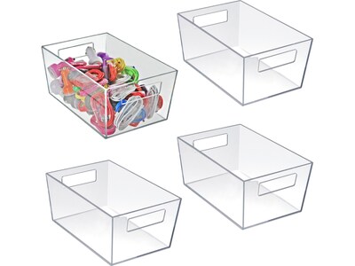 Azar Medium Open Lid Storage Tote, Clear, 4/Pack (556235)