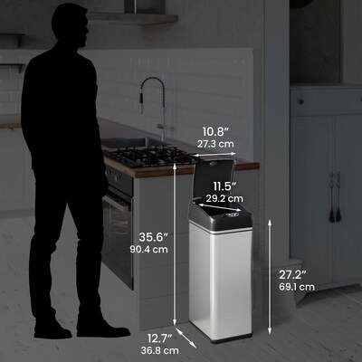 iTouchless Stainless Steel Sensor Trash Can Combo Pack, Silver, 13 gal. and 2.5 gal (CDZT1302SS)