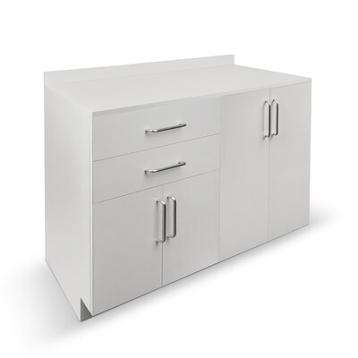 Viva Comfort 36'' H x 48" Exam Room Medical Cabinet with 24" Right Side Desk, 4 Doors, 2 Drawers, Gray (902-48NS-GRY-AO)
