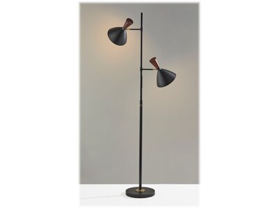 Adesso Arlo 67.25" Matte Black Floor Lamp with 2 Cone Shades (3488-01)