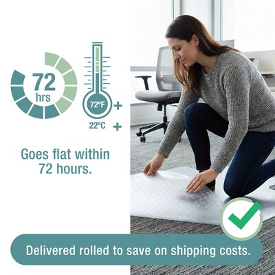 Floortex Cleartex TrYlok Carpet Chair Mat, 45" x 53", Designed for Low-Pile Carpet, Clear Vinyl (NRCMFLVT0005)