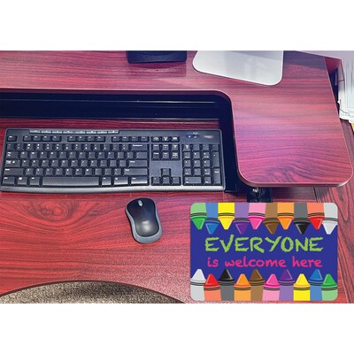 Ashley Smart Poly Computer Mouse Pad, 8" x 10", Everyone is Welcome Here, Crayons, 6/Pack (ASH12502-6)