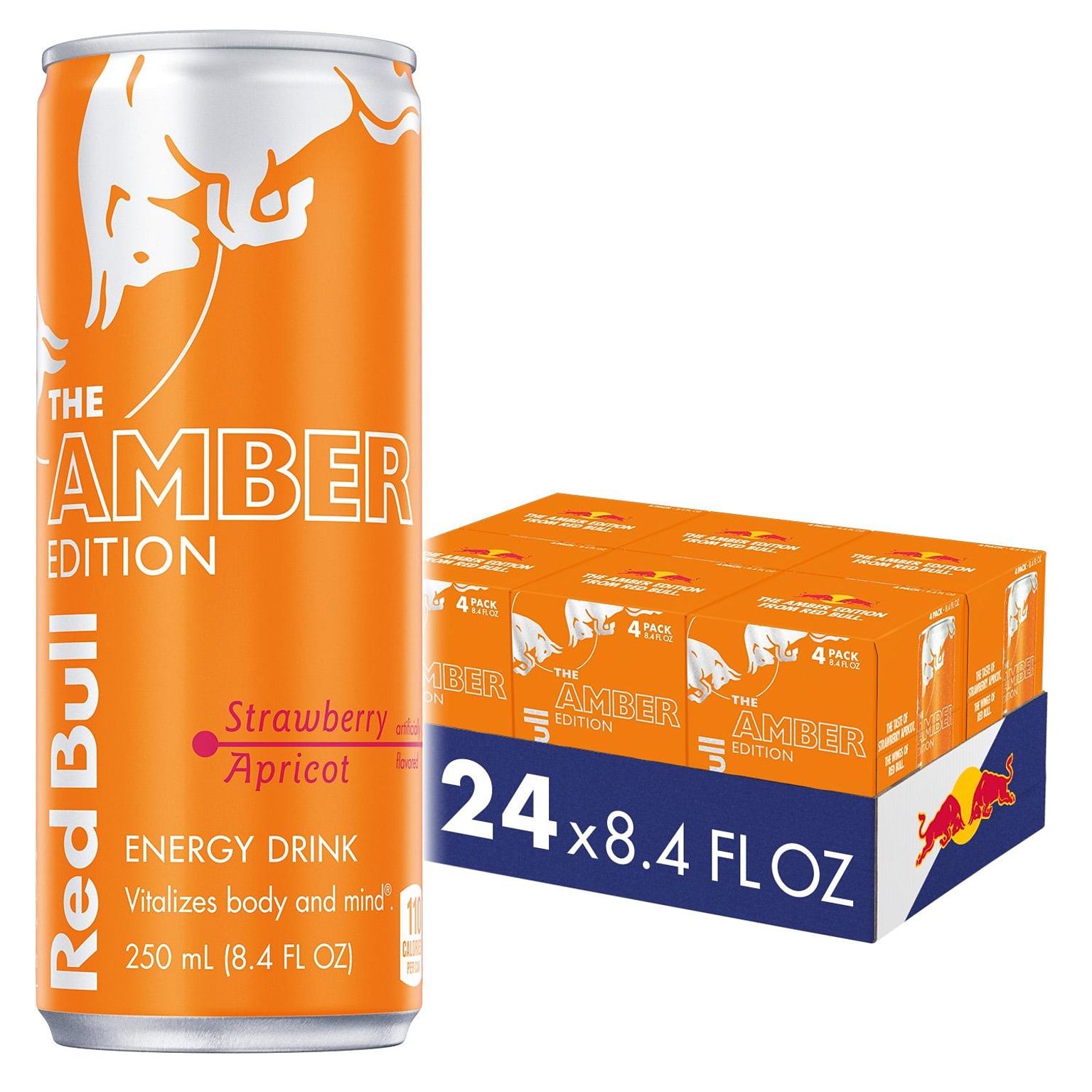 Red Bull Amber Edition Strawberry Apricot Energy Drink, 8.4 oz., 24 Cans/Carton (RB240074)