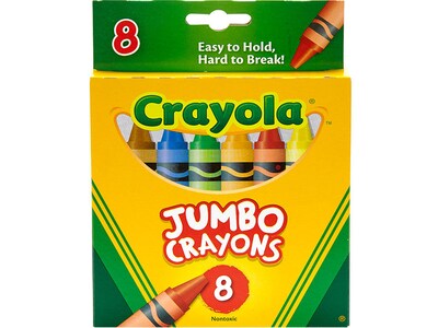 Crayola Jumbo Crayons, Assorted Colors, 8/Box, 24 Boxes/Carton (52-0389CT)