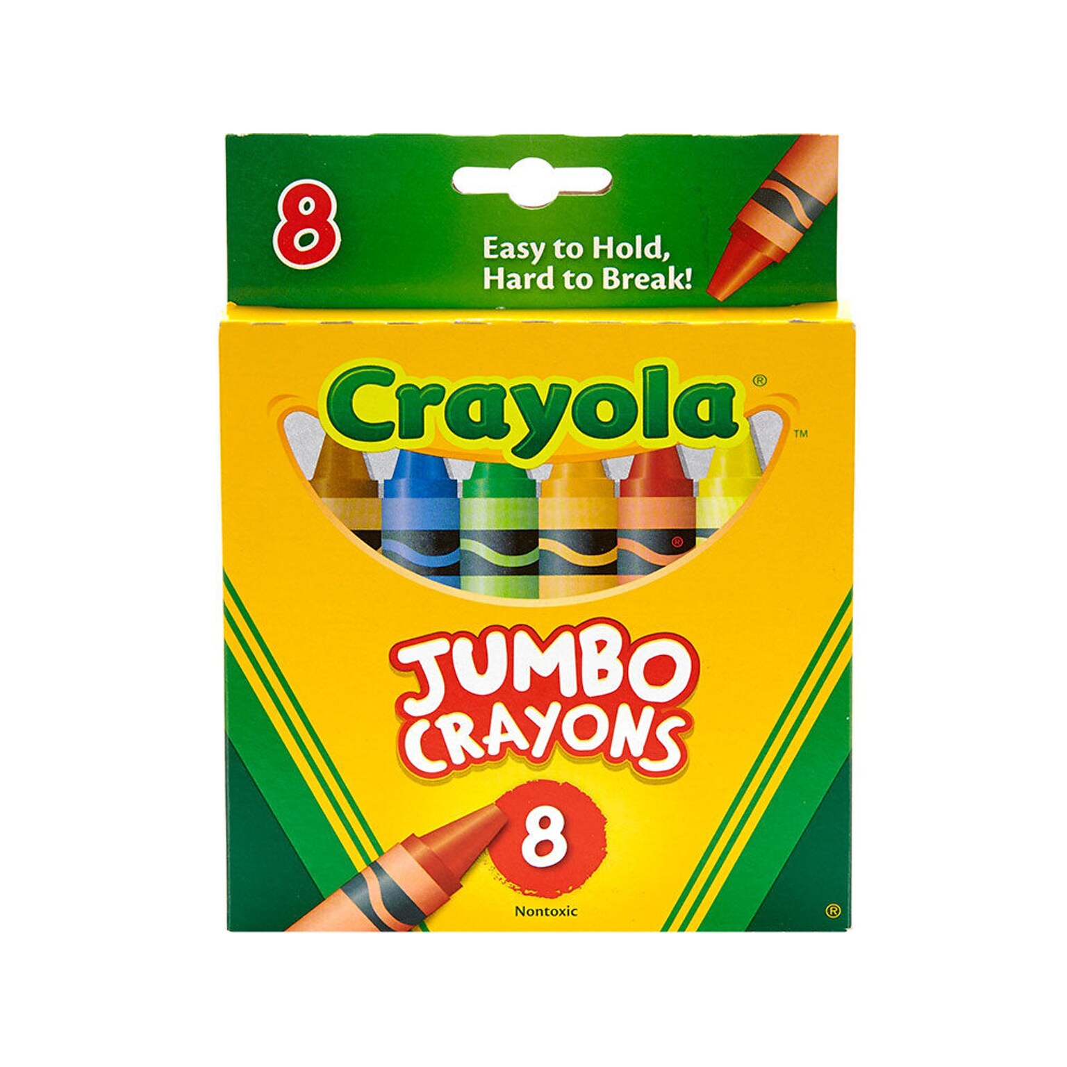 Crayola Jumbo Crayons, Assorted Colors, 8/Box, 24 Boxes/Carton (52-0389CT)