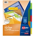 Avery Big Tab Corner Lock Insertable Plastic Dividers with 3 Pockets, 5 Tabs, Multicolor (11273)