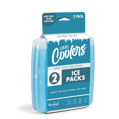 Fit & Fresh Cool Coolers Slim Ice Pack, Clear Blue, 2/Pack (336K2TGCDU10)