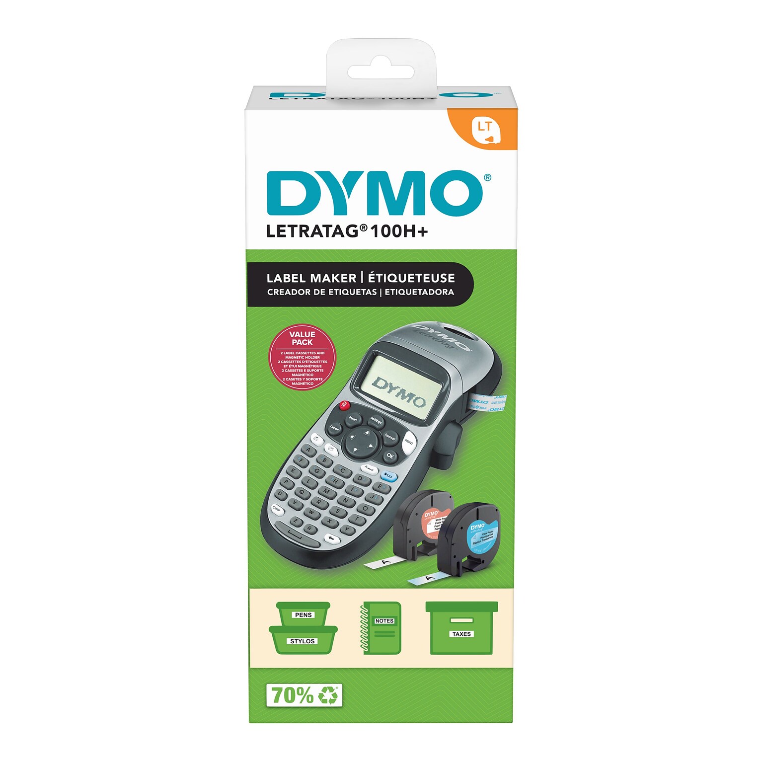 Dymo LetraTag Plus LT-100H Portable Thermal Label Maker, Silver (21455)