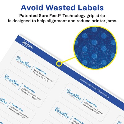 Avery Laser/Inkjet Rectangle Multipurpose Labels, 1" x 2", Clear, 240 Labels/Pack (94220)