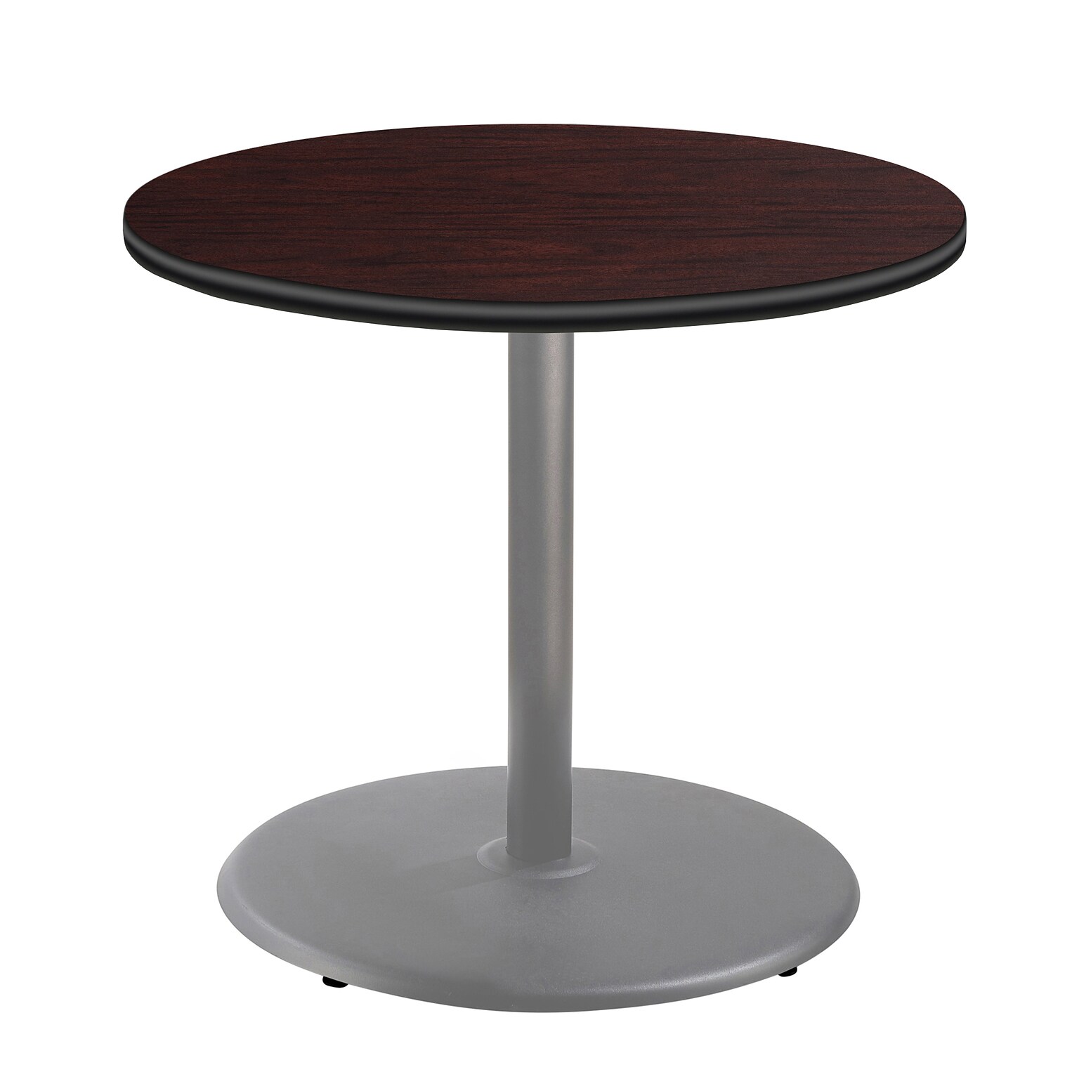 NPS CT Series 36 Round 30 Height Cafe Table, Round Base, Grey Frame/Mahogany Top (CTG13636RDPBTMMY)