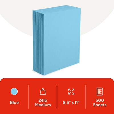 Staples Brights Multipurpose Paper, 24 lbs., 8.5 x 11, Blue, 500/Ream (20101)