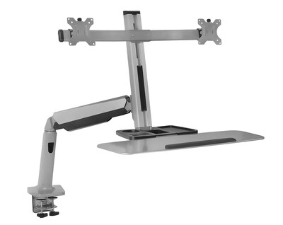 Mount-It! Sit Stand Desk Mount Workstation, Dual Monitor Standing Desk Converter, Full Motion Arm, H