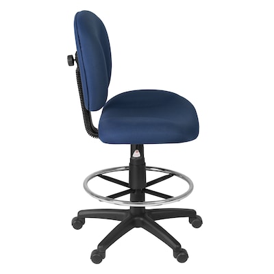 Regency Comfort Series Armless Fabric Drafting Chair with Footrest and Lumbar Support, Navy Blue (105-DK-NV)