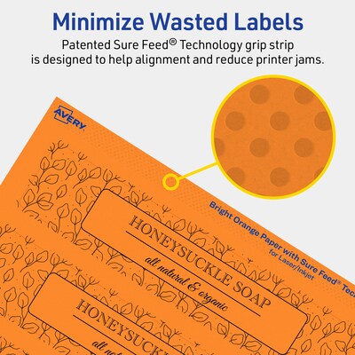 Avery Laser/Inkjet Multipurpose Rectangle Labels, 1.5" x 7.5", Bright Orange, 50/Pack (94231)