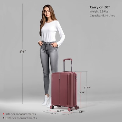 DUKAP Airley 21.85" Hardside Suitcase, 4-Wheeled Spinner, TSA Checkpoint Friendly, Wine (DKAIR00S-WIN)