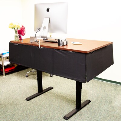 Mount-It! 15H x 60W Under Desk Privacy Panel with Mesh Storage Pockets, Black (MI-7251)
