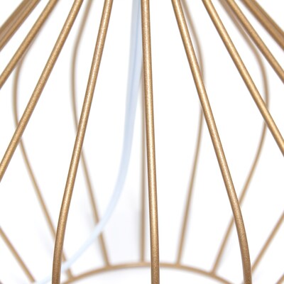 Simple Designs Geometrically Wired Table Lamp, White on Copper (LT2086-WOC)