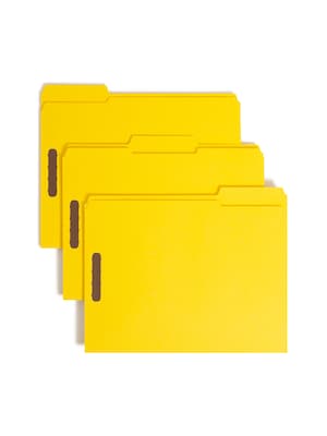 Smead Fastener File Folders, 2 Fasteners, Reinforced 1/3-Cut Tab, Letter Size, Yellow, 50/Box (12940