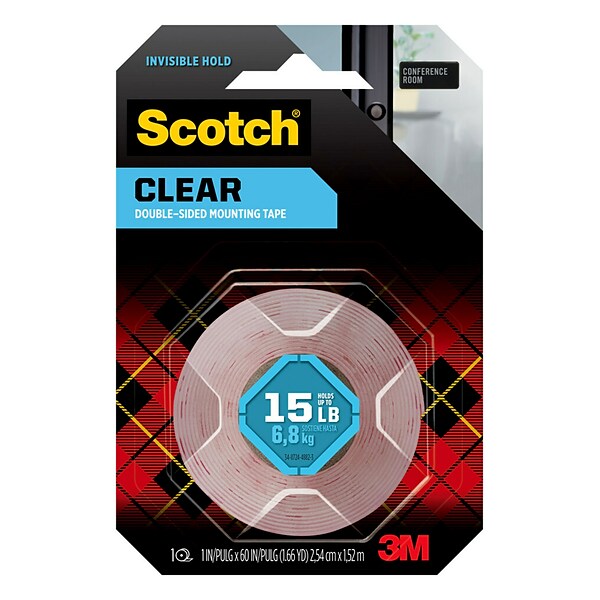Scotch® Mount Clear Double-Sided Mounting Tape, 1 x 60 (410H)