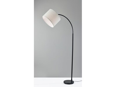 Simplee Adesso Jace 64" Matte Black Floor Lamp with Off-White Drum Shade (SL1145-01)