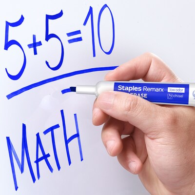 Staples Remarx Dry Erase Marker, Chisel Tip, Blue, 12/Pack (ST62936)