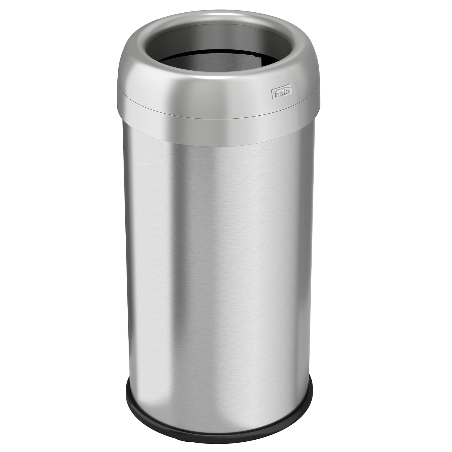 halo Stainless Steel Round Open Top Trash Can with Dual AbsorbX Odor Control System, Silver, 16 Gal. (OT16STR)