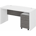 Bush Business Furniture Echo Bow Front Desk with Mobile File Cabinet, Pure White/Modern Gray (ECH001