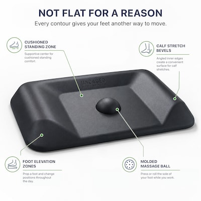 Uncaged Ergonomics Active Standing Anti-Fatigue Floor Mat, 34"L x 20"W, Black (ASM-B)