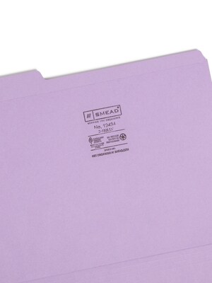 Smead File Folder, 3 Tab, Letter Size, Lavender, 100/Box (12434)