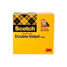 Scotch® Permanent Double Sided Tape Refill, 1/2 x 36 yds., 3 Core, 12 Rolls (665-12PK)