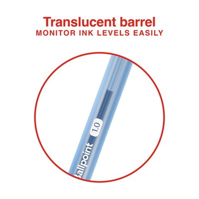 Staples Ballpoint Pen, Medium Point, 1.0mm, Blue Ink, Dozen (ST52860)