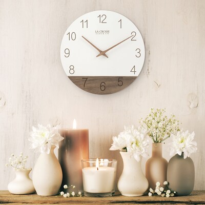 La Crosse Clock 12" Sierra Wood Quartz Analog Wall Clock (404-3630B)