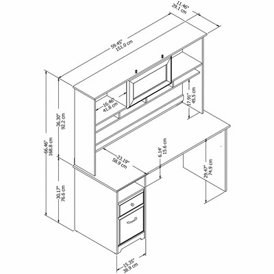 Bush Furniture Cabot 60"W Computer Desk with Hutch, Espresso Oak (CAB042EPO)