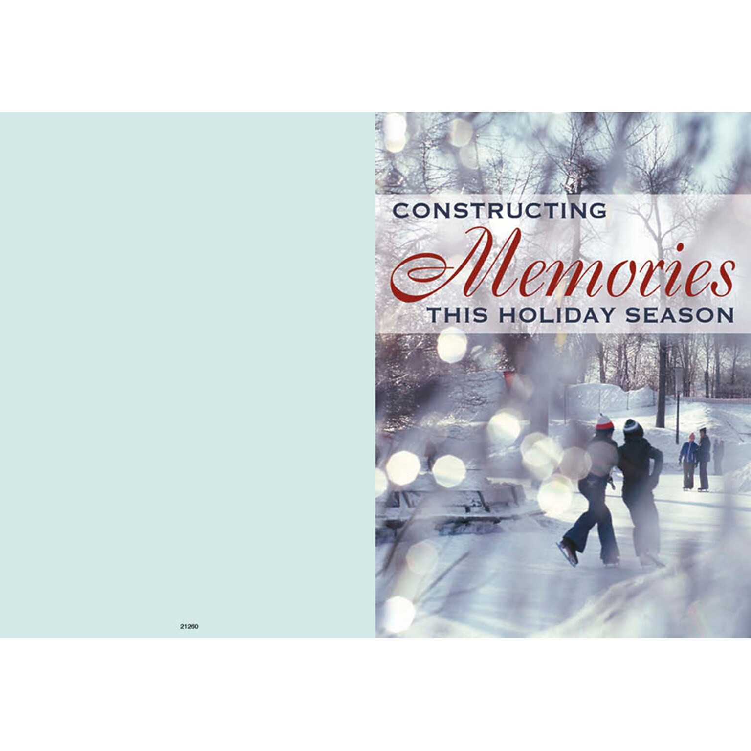 Constructing memories this holiday season - skaters - 7 x 10 scored for folding to 7 x 5, 25 cards w/A7 envelopes per set