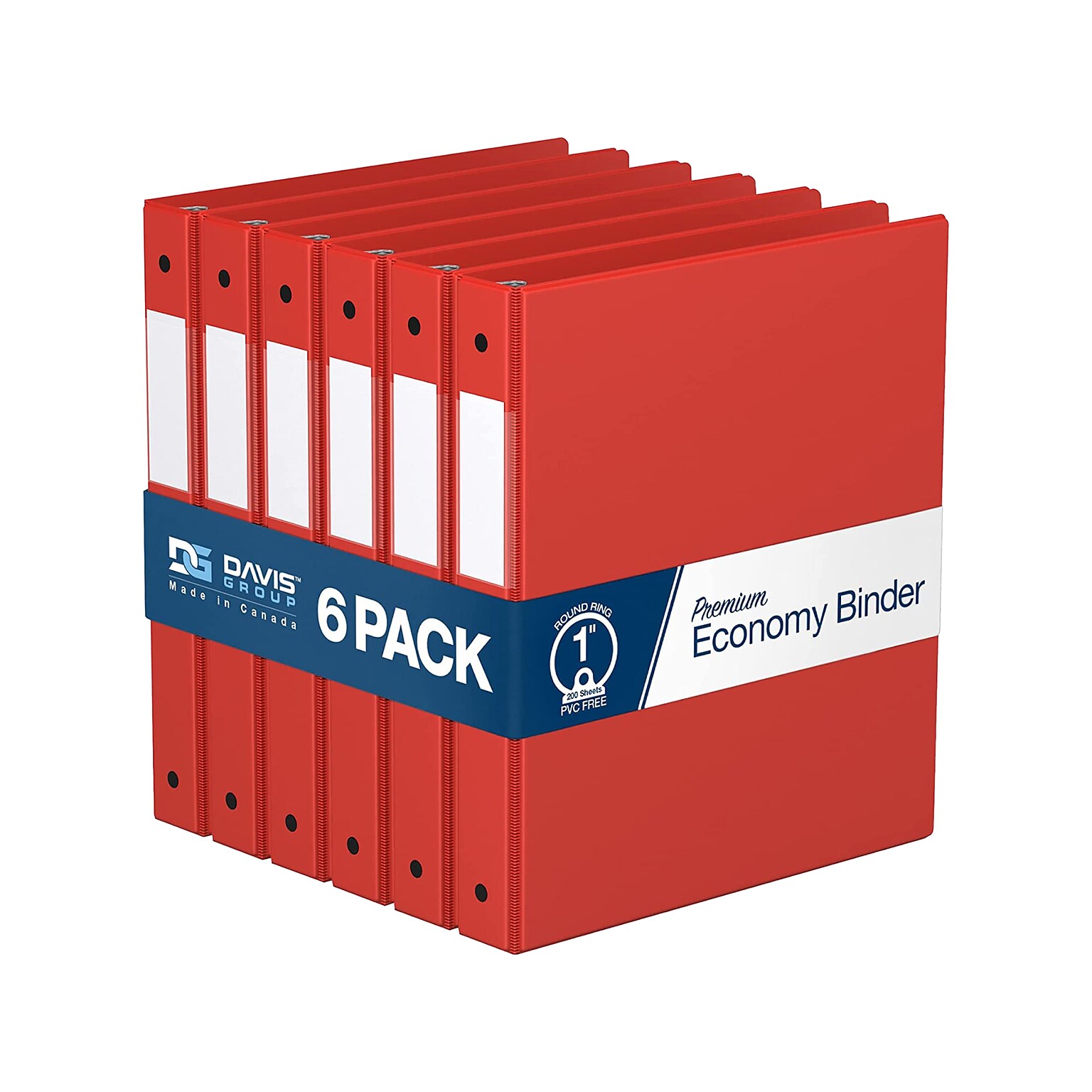 Davis Group Premium Economy 1 3-Ring Non-View Binders, Red, 6/Pack (2311-03-06)