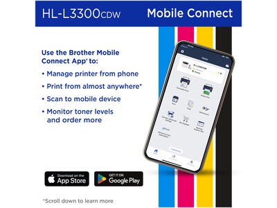 Brother HL-L3300CDW Wireless Digital Multi-Function Printer, Laser Quality Output, Refresh Subscription Eligible