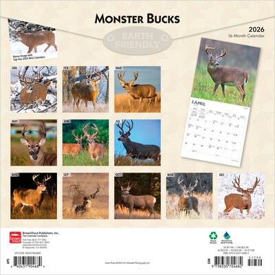 2026 BrownTrout Monster Bucks 12 x 12 Monthly Wall Calendar (9798330704682)