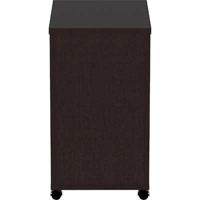 Lorell Essentials 2-Drawer Mobile Vertical File Cabinet, Letter/Legal Size, Lockable, 28.3"H x 16"W x 22"D, Espresso/Silver