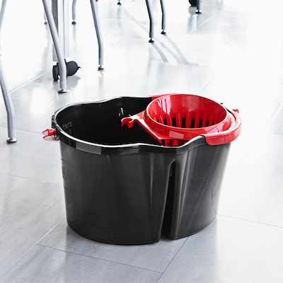 Libman 4 Gallon Clean & Rinse Bucket & Wringer, Black, 3/Carton (0156)